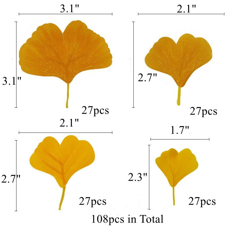 Lot de 108 feuilles de ginkgo artificielles pour décoration d'automne en gros 