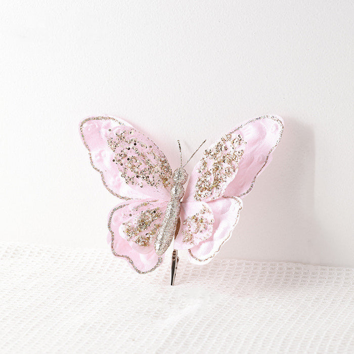 Bulk Glitter Butterfly Christmas Ornaments with Clip Wholesale