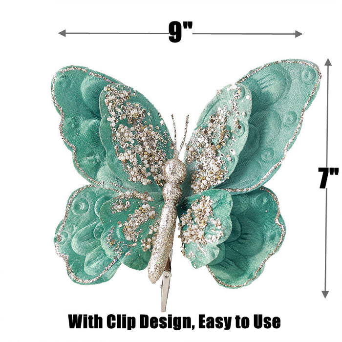 Bulk Glitter Butterfly Christmas Ornaments with Clip Wholesale