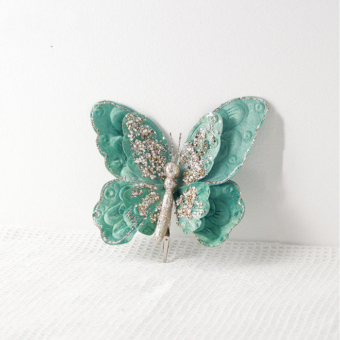 Bulk Glitter Butterfly Christmas Ornaments with Clip Wholesale