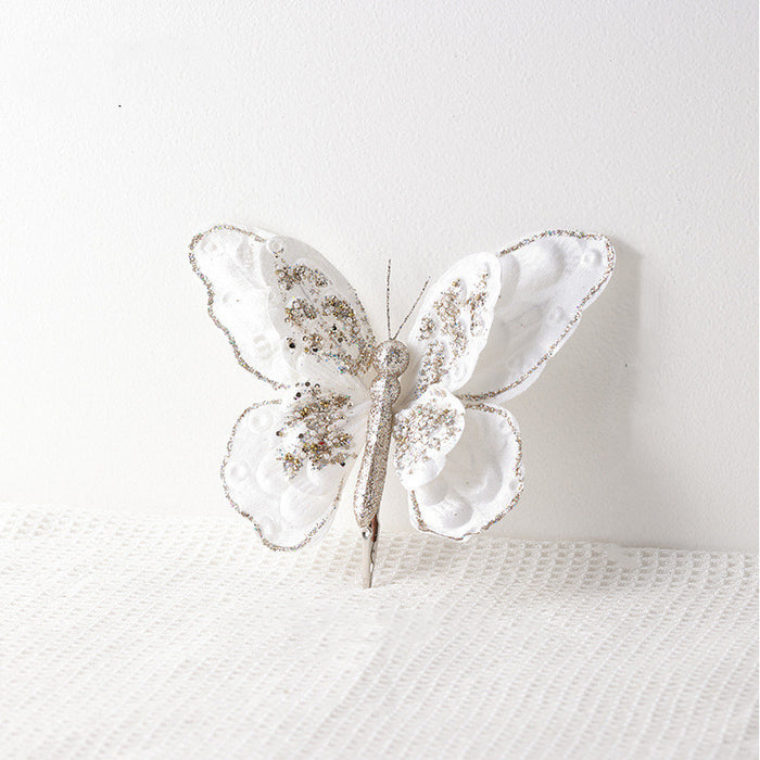 Bulk Glitter Butterfly Christmas Ornaments with Clip Wholesale