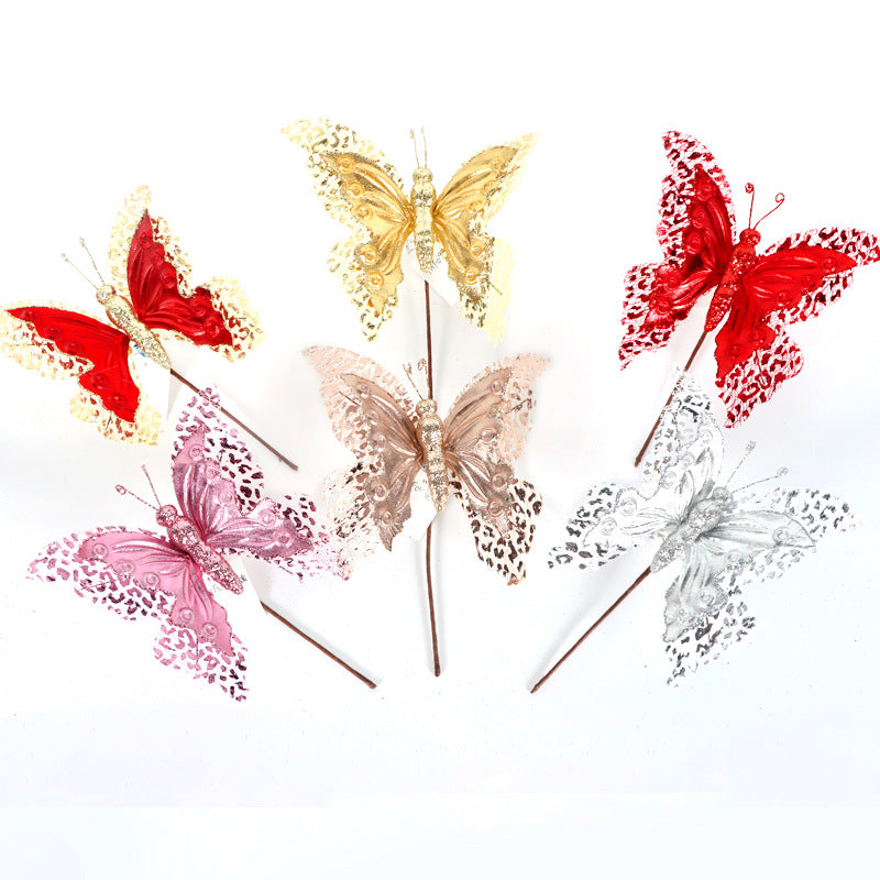 Bulk Exclusive Glitter Butterfly Stems Xmas Tree Ornaments Decoration Wholesale
