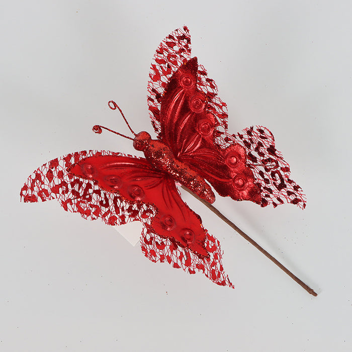 Bulk Exclusive Glitter Butterfly Stems Xmas Tree Ornaments Decoration Wholesale