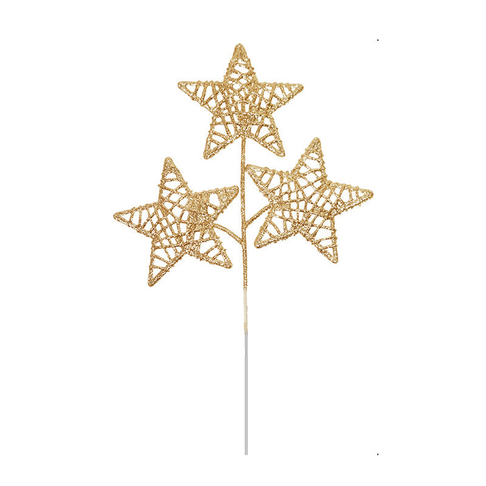 Bulk 12" Glitter Stars Stems Picks 4th of July Natural Rattan Stars Patriotic Flower Decorations Wholesale