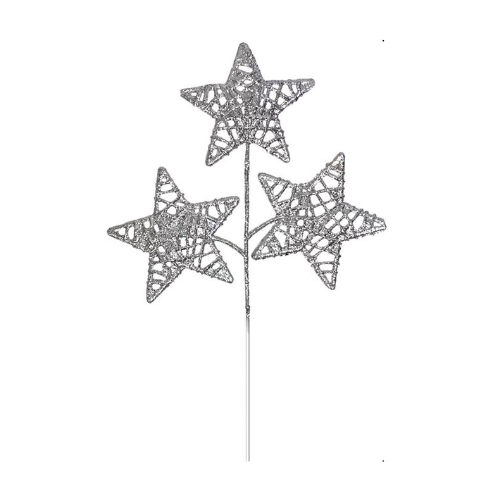Bulk 12" Glitter Stars Stems Picks 4th of July Natural Rattan Stars Patriotic Flower Decorations Wholesale