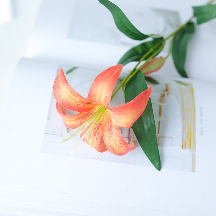 Bulk 2Pcs 23.6" Gloriosa Flame Lily Stems Flowers Artificial Wholesale