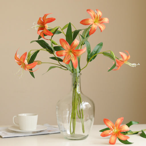 artificial orange tiger lily flowers Bulk 2Pcs 23.6" Gloriosa Flame Lily Stems Flowers Artificial Wholesale — Artificialmerch