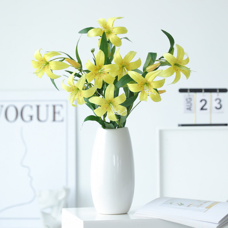 Bulk 2Pcs 23.6" Gloriosa Flame Lily Stems Flowers Artificial Wholesale