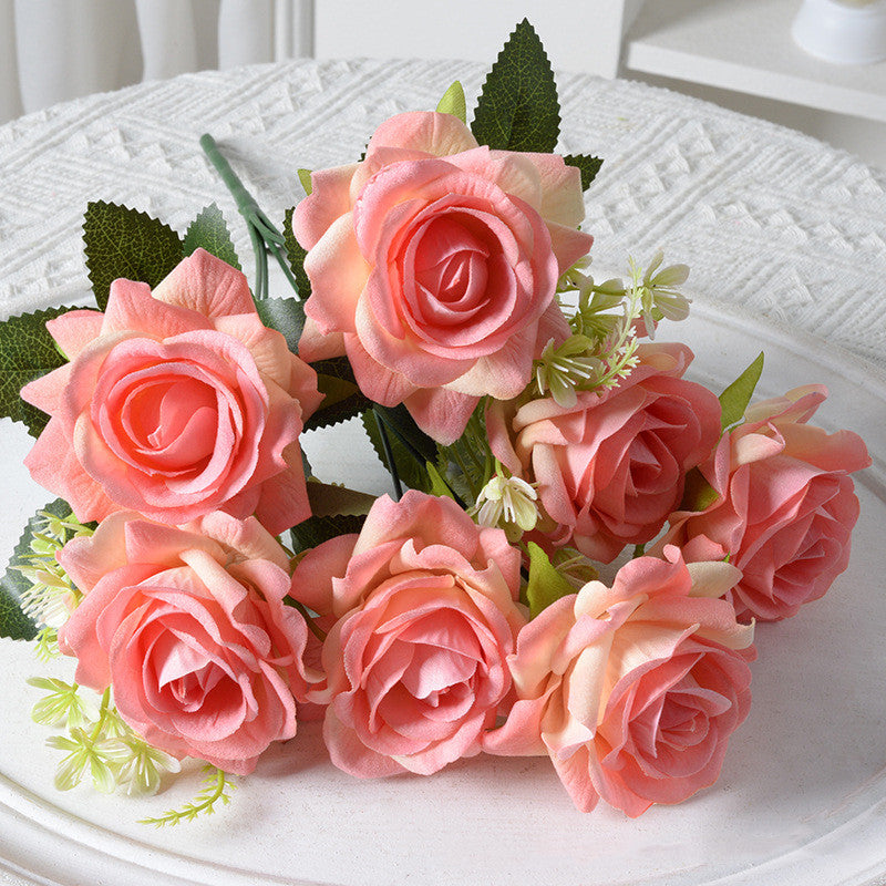 Bulk 13.5" Rose Bush Bouquet Faux Silk Rose Flowers Wholesale