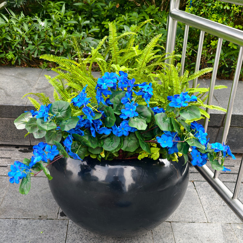 artificial plant in blue pot Long Stem Faux Geranium Flower Bundle