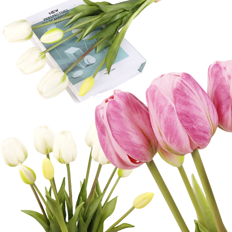 Bulk 2025 Upgraded Gradient Color Tulips Bouquet Real Touch Latex Tulip Flowers Wholesale