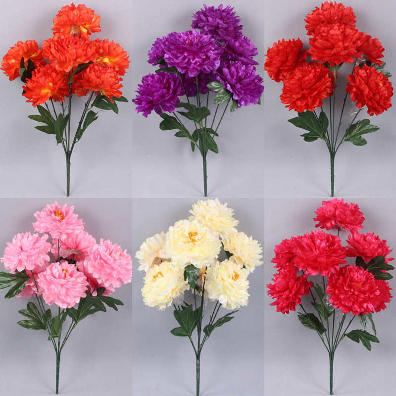 Bulk 27 inches Tall Peony Bush Artificial Cemetery Satin Flowers Wholesale