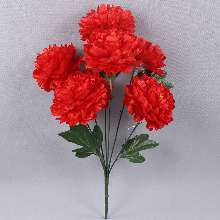Bulk 27 inches Tall Peony Bush Artificial Cemetery Satin Flowers Wholesale