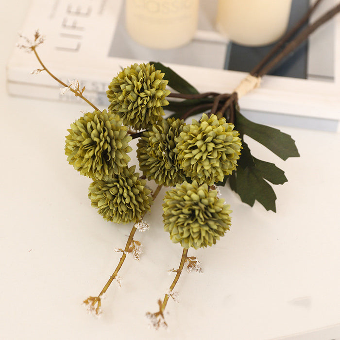 Bulk 12.2" Small Artificial Pom Pom Mums Bouquet Realistic Autumn Flowers for Fall Decor Thanksgiving Tabletop Wreath DIY Whoelsale