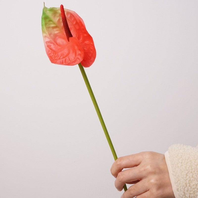 Premium 15" Real Touch Anthurium Stem - Lifelike Floral Arrangements for Weddings & Home Decor