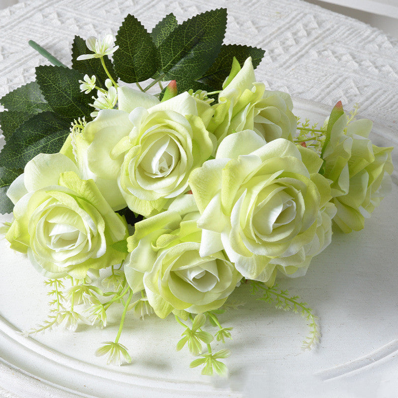 Bulk 13.5" Rose Bush Bouquet Faux Silk Rose Flowers Wholesale