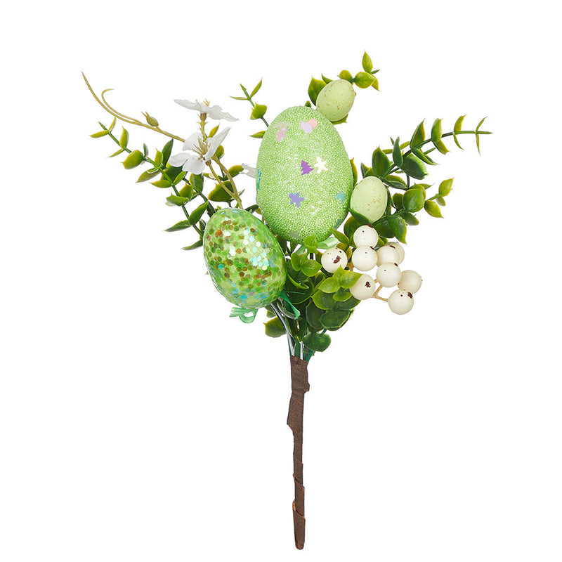 Bulk 6pcs Faux Easter Flowers Stems with Eggs Ornaments Wholesale
