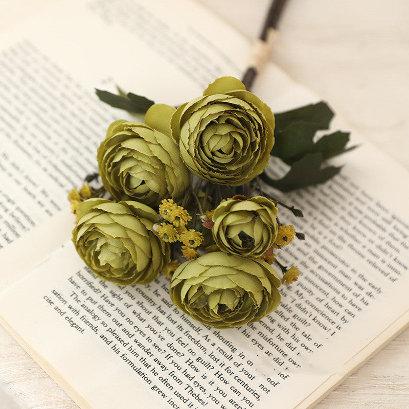 Bulk 12.5" Artificial Autumn Ranunculus Bouquet Realistic Fall Flowers for Fall Decor Thanksgiving Tabletop Wreath DIY Wholesale