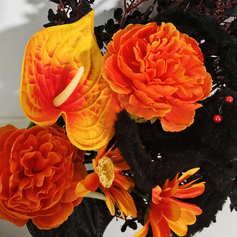 Bulk 16" Halloween Faux Flower Bouquet with Plush Spider Decor Wholesale