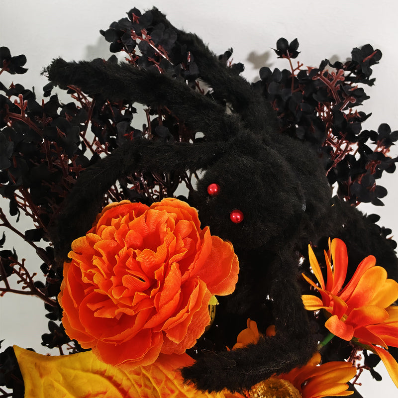 Bulk 16" Halloween Faux Flower Bouquet with Plush Spider Decor Wholesale