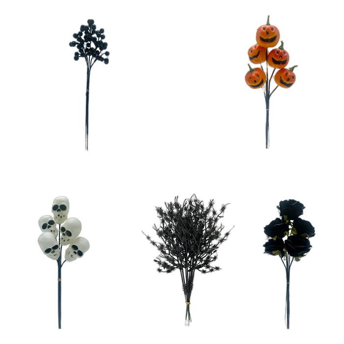 Bulk 50pcs Black Artificial Flowers Stems Black Faux Plants for Crafts Halloween Decor Wholesale