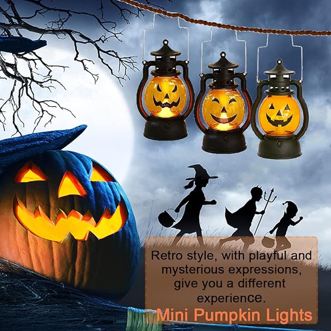 Bulk Halloween LED Pumpkin Lamp Candle Lantern Hanging Loop Pumpkin Halloween Fireplaces Wholesale