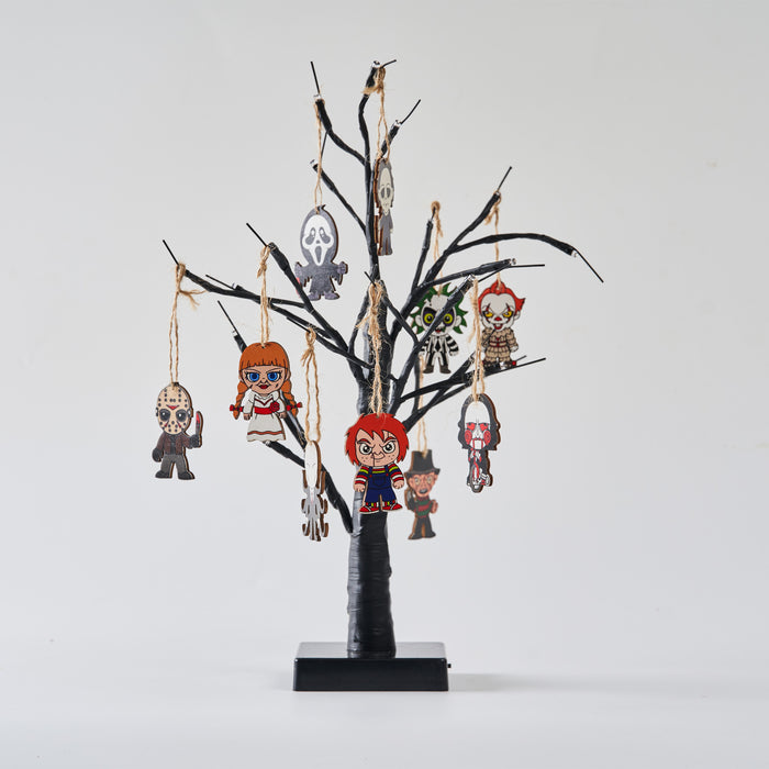 Bulk Exclusive 22" Halloween Led Tree with Hanging Ornaments Halloween Tabletop Centerpiece Wholesale
