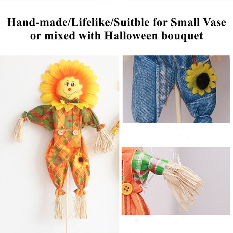 Lot de 4 tiges de fleurs d'épouvantail de 13 pouces en vrac pour la récolte d'automne, ornement pour bouquets artisanaux, vente en gros