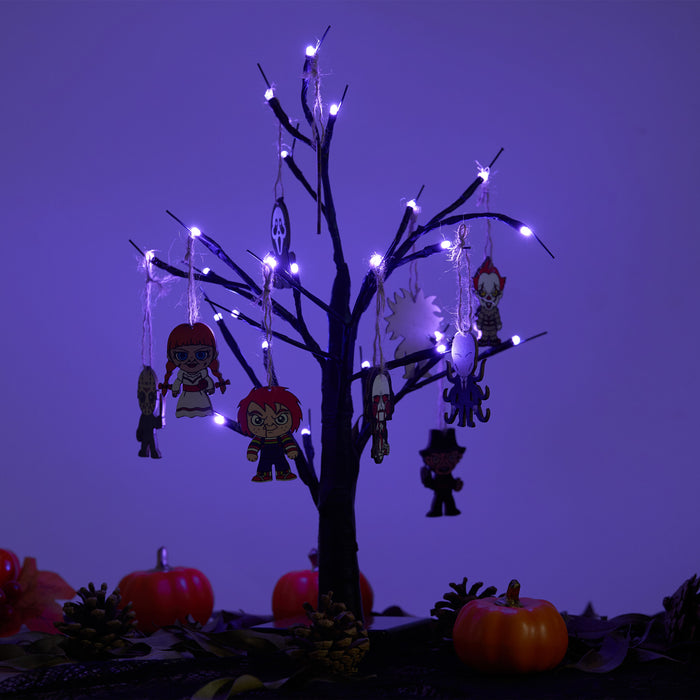 Bulk Exclusive 22" Halloween Led Tree with Hanging Ornaments Halloween Tabletop Centerpiece Wholesale