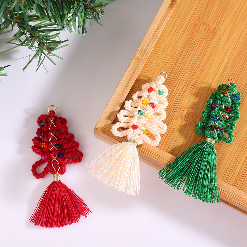 Bulk Hand Knitting Tassels Artificial Christmas Tree Hanging Ornaments Wholesale