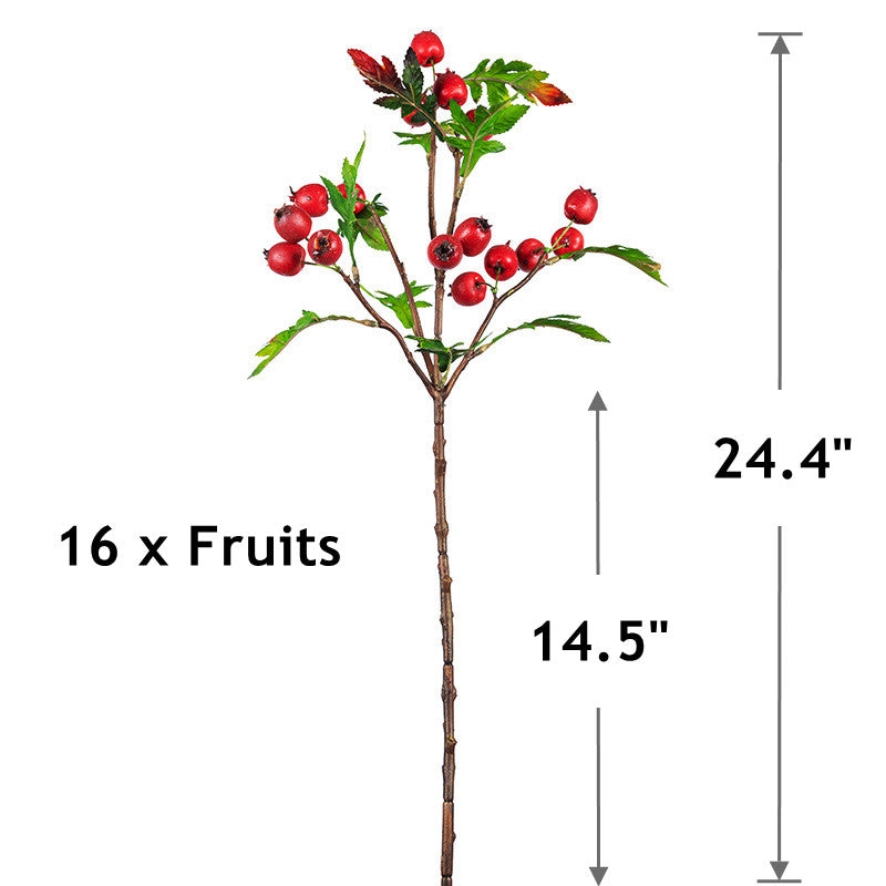Bulk Exclusive 24" Hawthorn Stems Spray Artificial Fruits Branches Wholesale