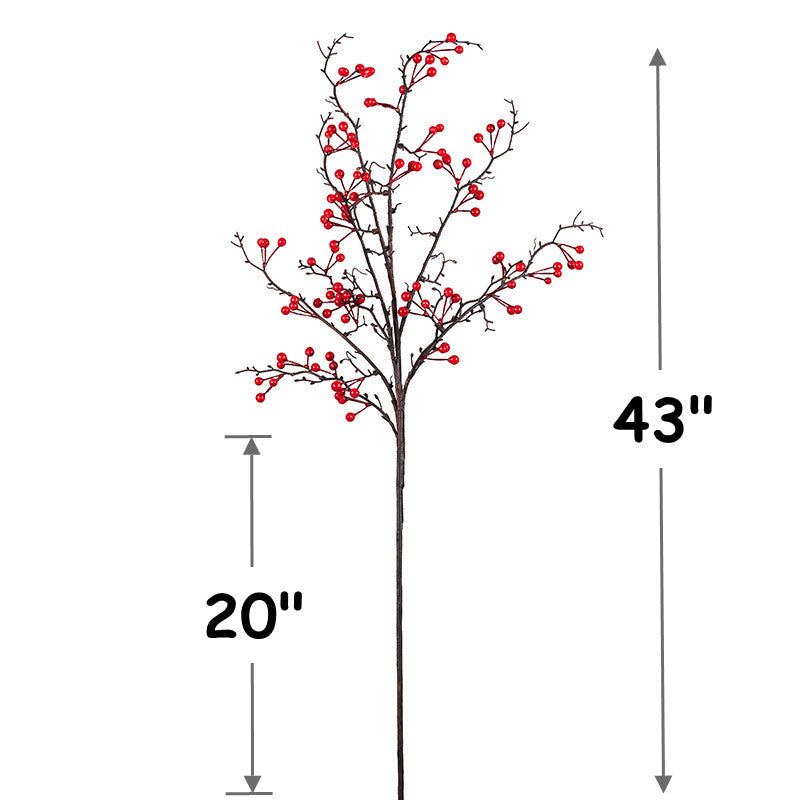 Bulk 43" Extra Long Holly Berries Stems Artificial Fruit Stems Wholesale