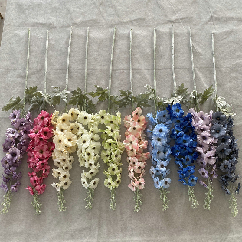 Bulk 25" Silk Hollyhocks Long Stems Artificial Hollyhock Flower Arrangement Wholesale