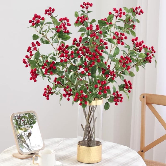 Bulk 37" Holy Berries Branches with Leaves Spray Wholesale