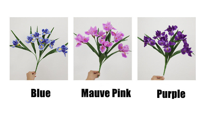 Bulk 19.6" Iris Flower Bush Stems Silk Blooms for Wedding/Home Decor Floral Arrangements Wholesale