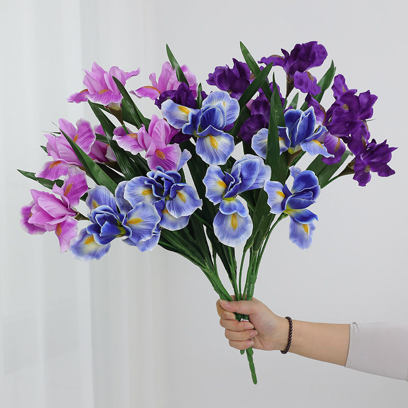 Bulk 19.6" Iris Flower Bush Stems Silk Blooms for Wedding/Home Decor Floral Arrangements Wholesale