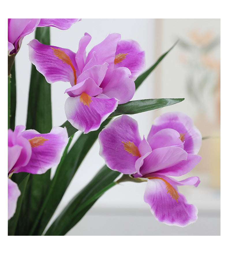 Bulk 19.6" Iris Flower Bush Stems Silk Blooms for Wedding/Home Decor Floral Arrangements Wholesale