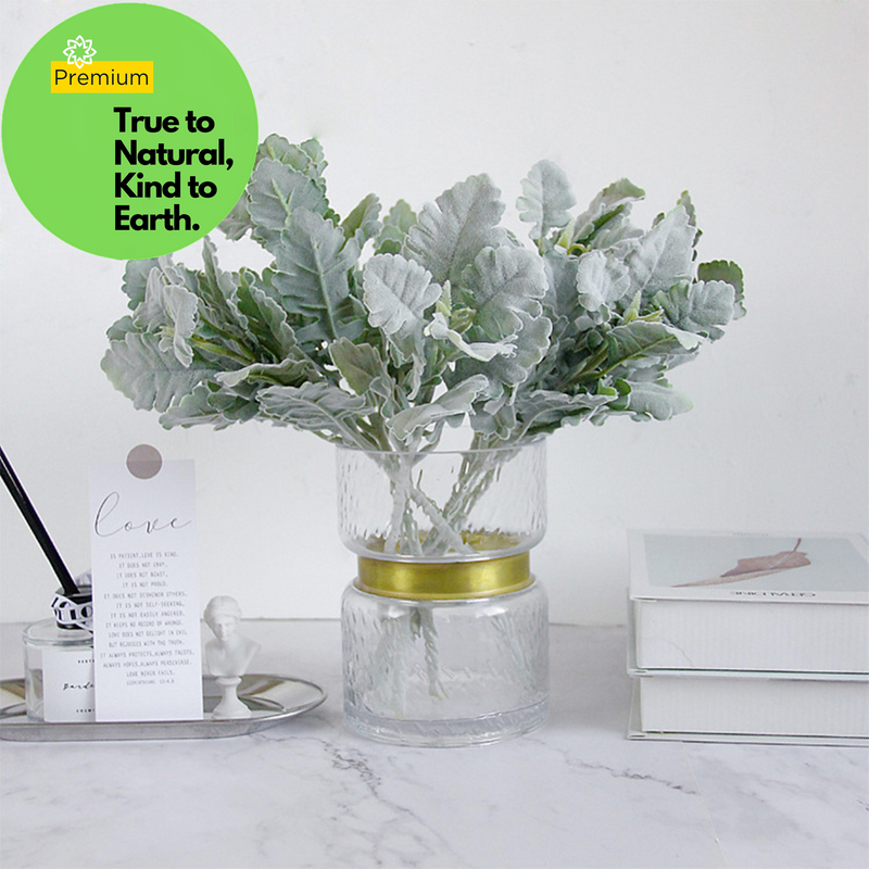 AM Basics Corderos artificiales Oreja Planta Spray Seda Verde Tallos