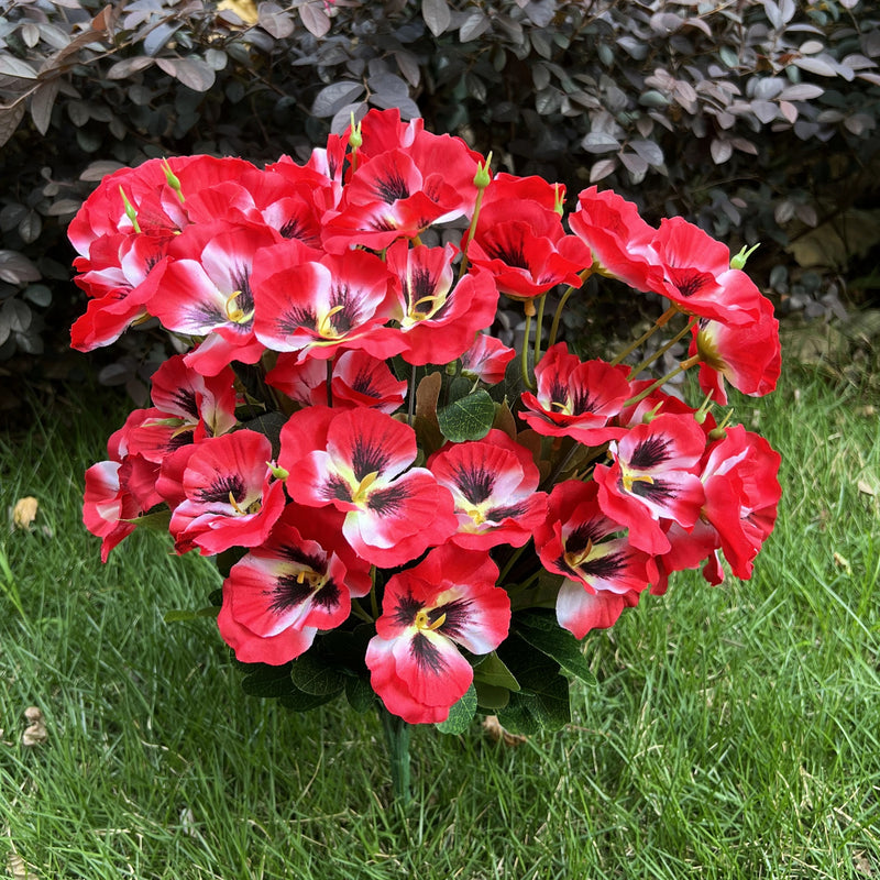 Bulk 2025 Upgraded Large Pansy Bush 24 Stems Outdoor Artificial Flowers UV Resistant Wholesale