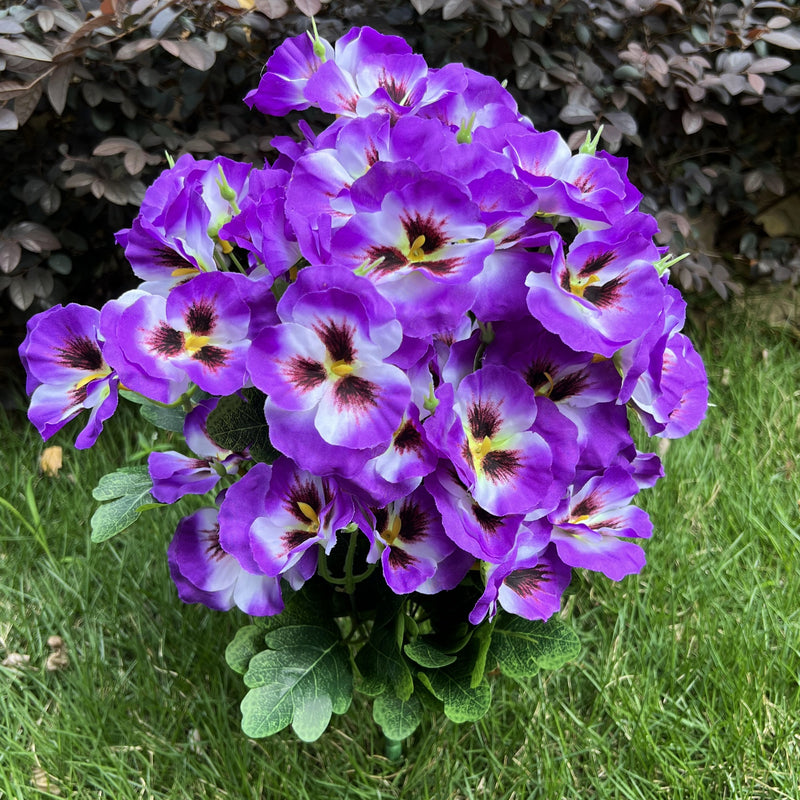 Bulk 2025 Upgraded Large Pansy Bush 24 Stems Outdoor Artificial Flowers UV Resistant Wholesale