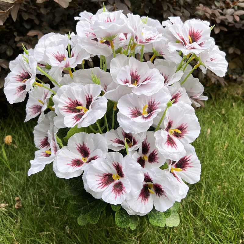 Bulk 2025 Upgraded Large Pansy Bush 24 Stems Outdoor Artificial Flowers UV Resistant Wholesale