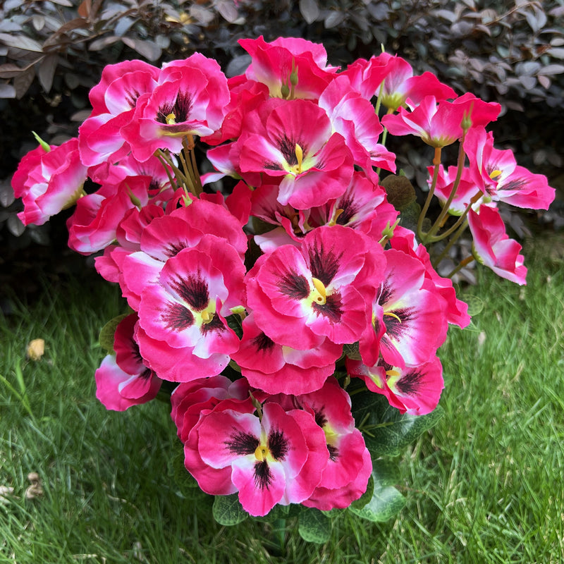 Bulk 2025 Upgraded Large Pansy Bush 24 Stems Outdoor Artificial Flowers UV Resistant Wholesale