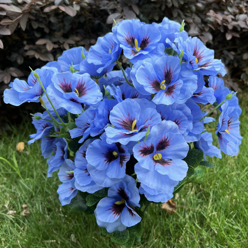 Bulk 2025 Upgraded Large Pansy Bush 24 Stems Outdoor Artificial Flowers UV Resistant Wholesale
