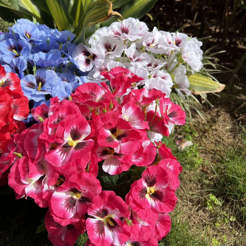 Bulk 2025 Upgraded Large Pansy Bush 24 Stems Outdoor Artificial Flowers UV Resistant Wholesale