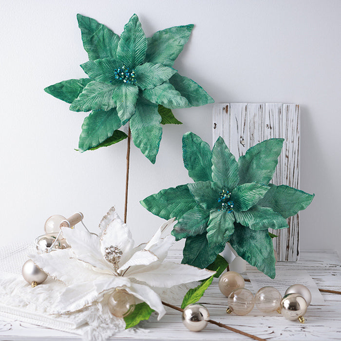 Bulk Exclusive Large Poinsettia Stems for Christmas Mall Prop Decoration Wholesale