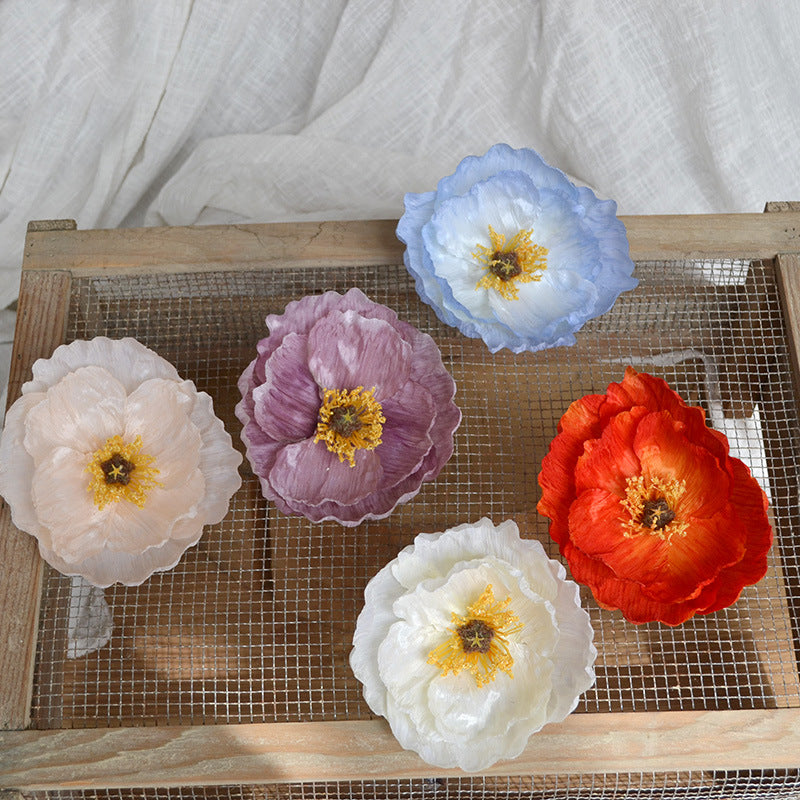Bulk 5.5" Large Poppy Flower Heads Artificial Silk Blooms for Wedding Gift Boxes DIY Decor Wholesale