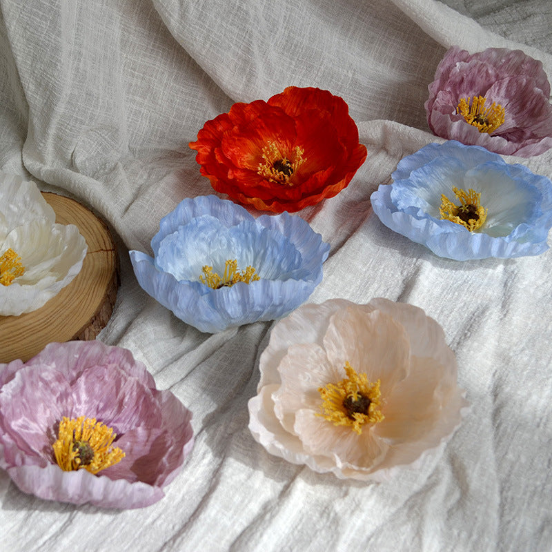 Bulk 5.5" Large Poppy Flower Heads Artificial Silk Blooms for Wedding Gift Boxes DIY Decor Wholesale