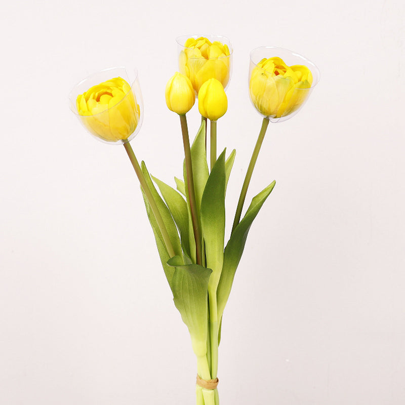Bulk 15" Half Blooming Real Touch Tulip Bouquet Soft Latex Tulip Flowers Wholesale