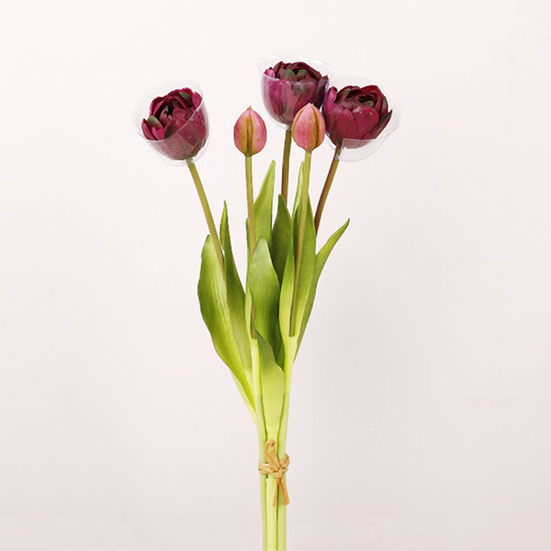 Bulk 15" Half Blooming Real Touch Tulip Bouquet Soft Latex Tulip Flowers Wholesale