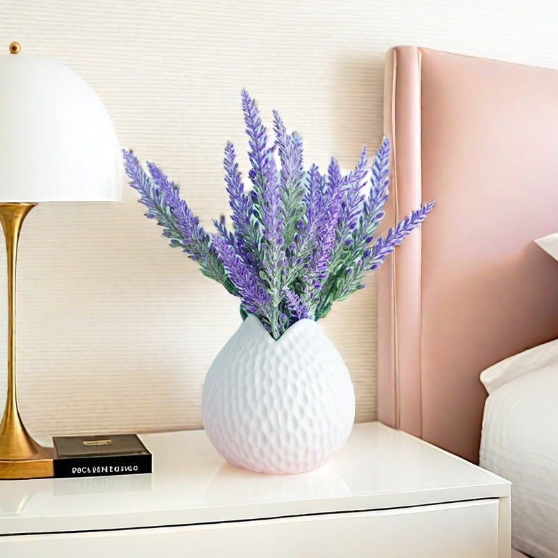 Bouquet de fleurs de lavande artificielles en vrac de 7 po dans un vase, vente en gros